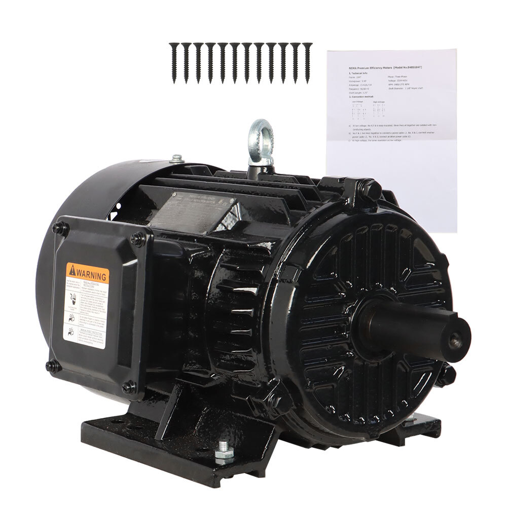5 HP 3 Phase Electric Motor 1800RPM 184T Frame TEFC 230/460 Volt Severe Duty New