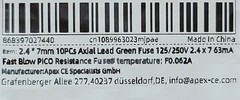 0.062A Pico Fuse 1/16 Amp 62mA 125V Littlefuse 0251.062 US seller 5 pack genuine