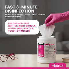 CaviWipes Surface Disinfectant Towelettes 160 Canister- Case of 12, 13-1100