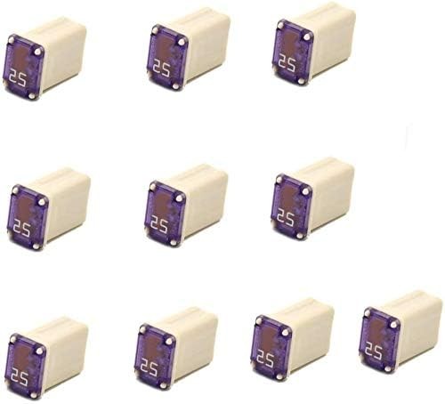 10Pcs 25 Amp Car Micro Cartridge Fuses, Female Fuse, Slow beige 25A