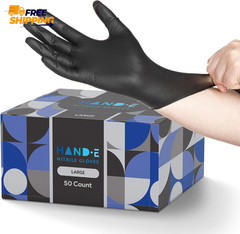 Black Nitrile Disposable Gloves Large, 50 Count – BBQ, Tattoo, Hair Dye