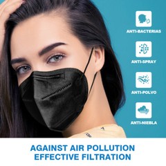 [50 Pieces] Disposable 5-Layers KN95 Face Mask Mouth Protective Respirator Black