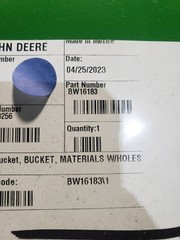 John Deere 6FT Dirt Bucket Attachment Fits John Deere Hook And Pin Part# BW16183