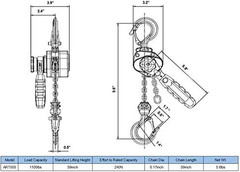 Mini Lever Chain Hoist 1/2 Ton，Small Come along 1100 Lbs 5Ft Lift ，Weighs Just 5