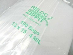 100 Reloc Zippit Bags 13×15 Clear 4 Mil Reclosable Large 13″ x 15″ 4mil Bags