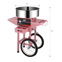 ROVSUN 20″ Commercial Cotton Candy Machine w/Cart Stainless Steel Floss Maker