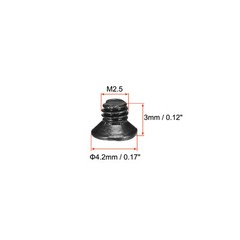 M2.5 x 3mm Phillips Flat Head Screws Carbon Steel Machine Screws Black 500pcs