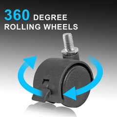 Litoexpe 4Pcs 1 Inch Plastic Caster Wheel, Black M8 x 13mm Swivel Stem