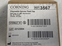 (4/Cs) CORNING Disposable GL45 Spinner Flask Vented Caps 0.2um 3567