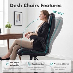 Big and Tall Office Chair 500LBS Flip Up Arms Adjustable Lumbar Support Black