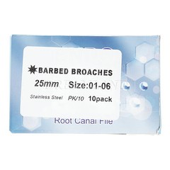 10pc Dental Barbed Broaches #1-6 Assorted Handle Endodontic File 25mm Stainless