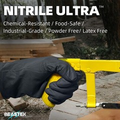 Beastek Nitrile Disposable Gloves, 8 Mil Powder Free X-Large, X-large (Black)