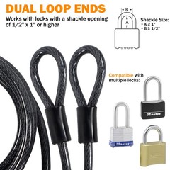 Lumintrail 12mm (1/2 inch) Heavy-Duty Security Cable, Vinyl 25-FT, Black
