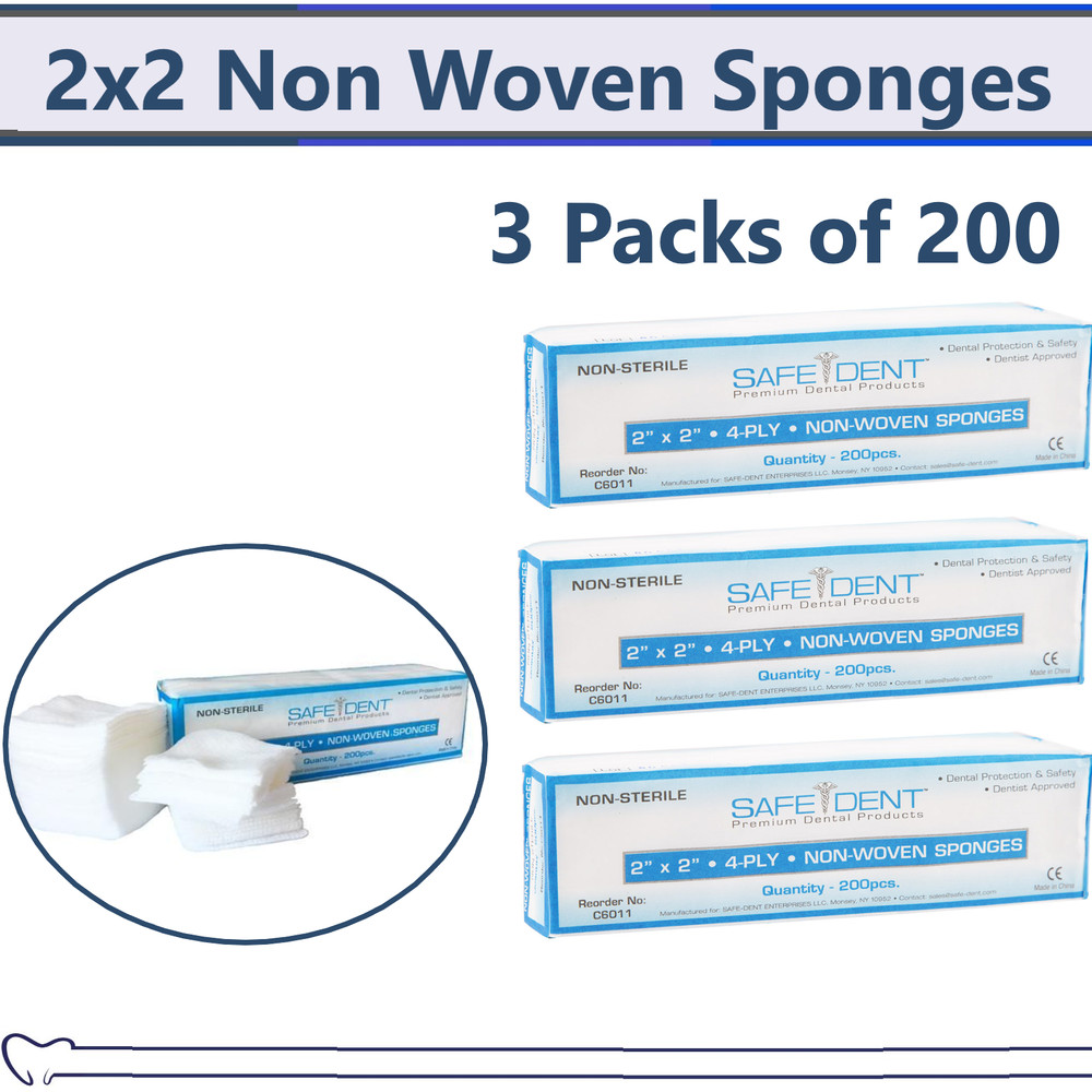 2×2 Non Woven Gauze Sponges 4-Ply, Non-Sterile Cotton Dental Medical (600 Pack)