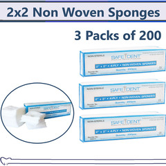 2×2 Non Woven Gauze Sponges 4-Ply, Non-Sterile Cotton Dental Medical (600 Pack)