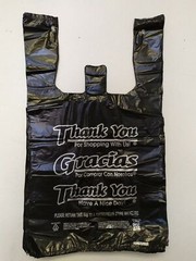 HDPE Black Thank You T-Shirt Bags Bag 1/8 Plastic Shopping Bags 10″ x 5″ x 18″