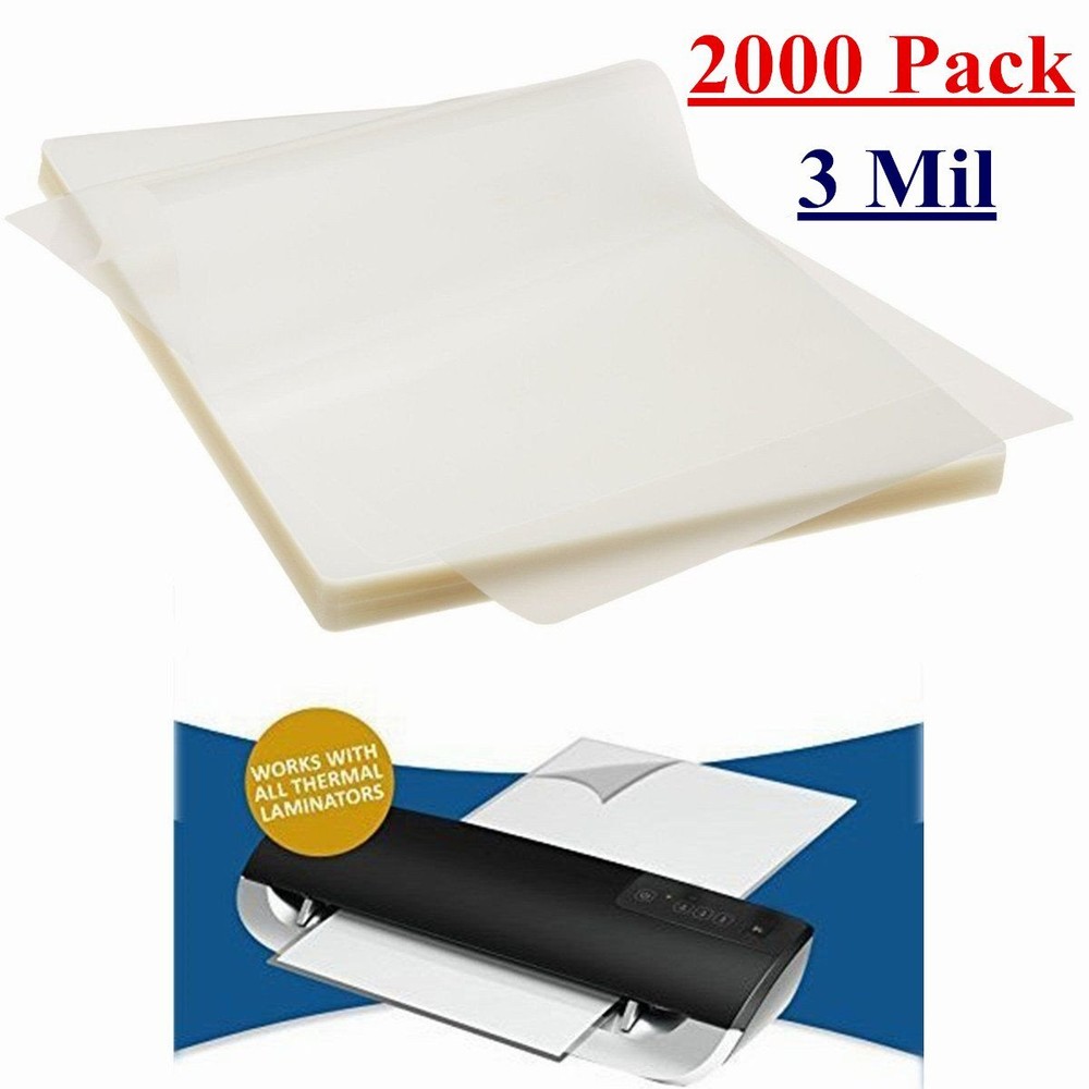 2000 Pack 3 Mil Letter Size Clear Thermal Laminating Pouches – 9″ x 11.5″ Sheets
