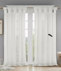 100% Polyester Floral Embellished Cuff Tab Top Solid Window Panel,MP40-5646