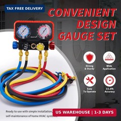 AC Gauges, AC Manifold Gauge Set for R22/R410a/R134a Refrigerant, 4 Way HVAC Ref