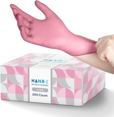 Pink Nitrile Disposable Gloves Esthetician Nail Tech Hair Dye & Stylist Cleaning