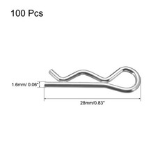 1.6mm x 28mm Carbon Steel R Shaped Spring Cotter Clip Pin Fastener 100Pcs