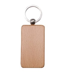 40pcs/pack Rectangle Blank Wood Keychain Diy Custom Wood Key Chains Key Tags