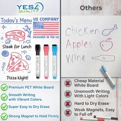 Yes4quality Magnetic Dry Erase White Board Sheet for Fridge 12×8 In, with Stain