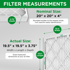 20x20x4 MERV 8 Air Filters for AC & Furnace. 2 Pack (Actual Depth: 3-3/4″)