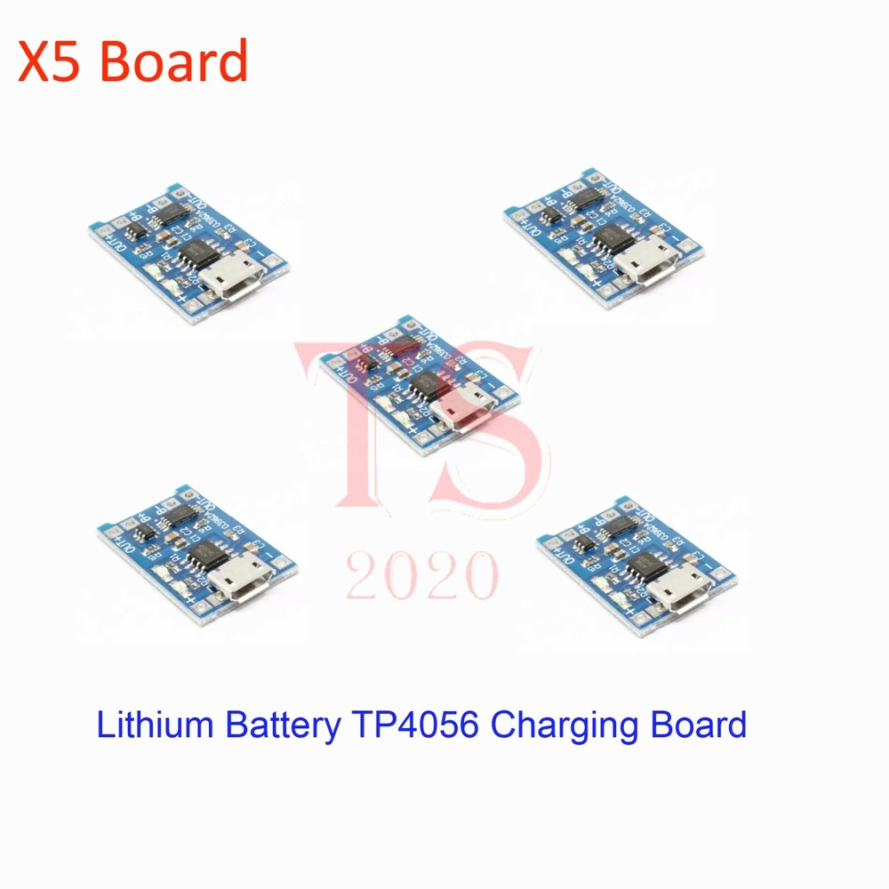 TP4056 Charging Board Charger Module 5V 1A Micro USB 18650 Lithium Battery 5pcs