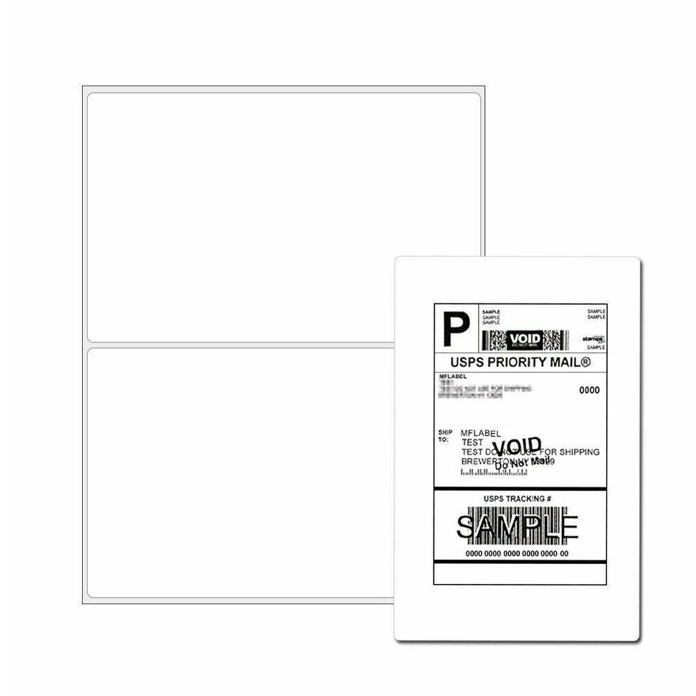 50 Rounded 8.5×5.5 Shipping Labels Half Sheet Self Adhesive Paper 2 Per Sheet US