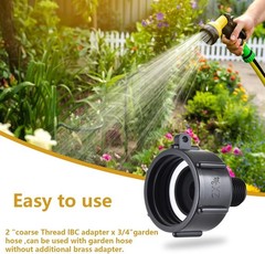 IBC Tote Adapter 2″ Coarse Thread Black Plastic Easy Installation for Garden Use