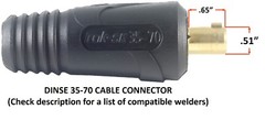 350 Amp Welding Leads Set Dinse 35-70 Connector 1/0 cable (15 FEET EACH LEAD)