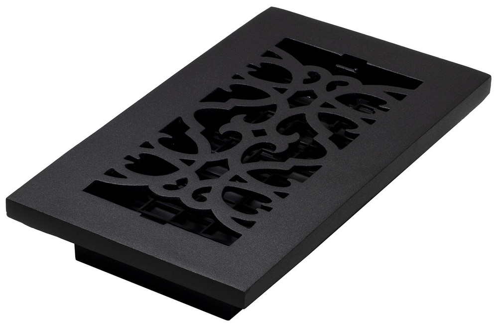 Decor Grates AC408-BLK Victorian Floor Register 4 x 8 Inches Cast Iron Black