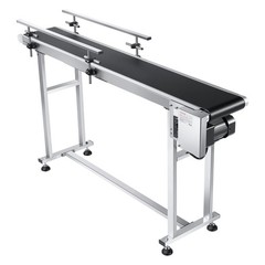VEVOR Belt Conveyor PVC Stainless Steel Belt Conveyor 59″x7.8″ Double Guardrail