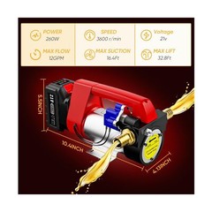 Fuel Transfer Pump Battery Powered, 21V DC Cordless Diesel Transfer Pump Kit …