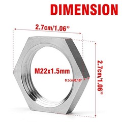5Pcs/Set M22 X 1.5Mm Hex Lock Nut Pipe Fitting Female 304 Stainless Steel Metric