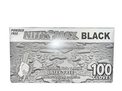 Nitromax Black Industrial Nitrile Gloves Powder Free 100 pack Size Small