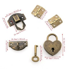27 x 30mm Hasp Latch and Mini Box Hinges with Screws and Love Locks, Antique …