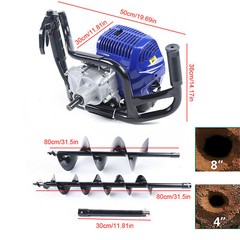 52CC Gas Powered Post Hole Digger 1700W With 4″8″ Earth Auger Digging Engine