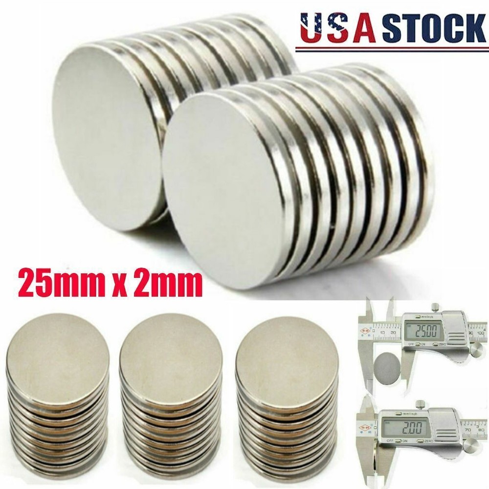 100/50/20pcs Super Strong Round Disc 25mm x 2mm Magnets Rare Earth Neodymium N35