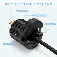 L14-20P Twist Lock Male Plug – 20 Amp 125/250V NEMA Generator Connector –Black