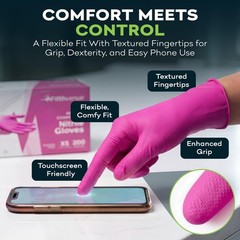 Fuchsia Hot Pink Nitrile Disposable Gloves – 50 Count – 3 Mil Medium