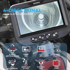 99NEW SCOPIX 4-Way 360° PRO Articulating Borescope Endoscope Inspection Camera