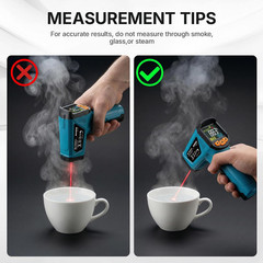 Infrared Thermometer, -58°F to 1472°F(-50~800°C), Non-Contact Digital