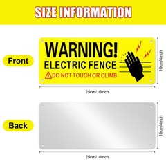 Blulu 8 Pack Metal Electric Fence Warning Signs 10 x 4 Inches Reflective Alum…
