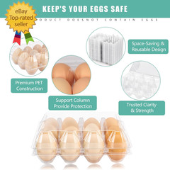 100 Packs Egg Cartons Cheap Bulk，Plastic for 12 Eggs, Clear Egg Cartons 3 * 4 Gr