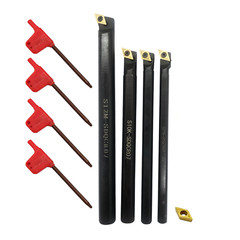 4pcs 7 8 10 12 mm Lathe Turning Tool Holder Boring Bar DCMT070204 Inserts Set