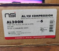 NSI AL300N COMPRESSION LUGS 1/2″ 2-HOLE 300 MCM BLUE DIE NEW BOX OF 6 EACH