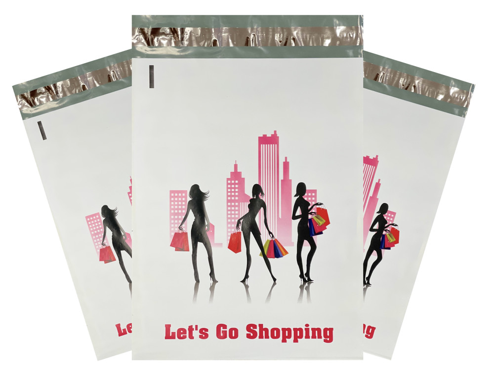 1,000 Pack 10×13″ “Lets Go Shopping” Poly Mailers Custom Designer Envelopes