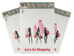 1,000 Pack 10×13″ “Lets Go Shopping” Poly Mailers Custom Designer Envelopes